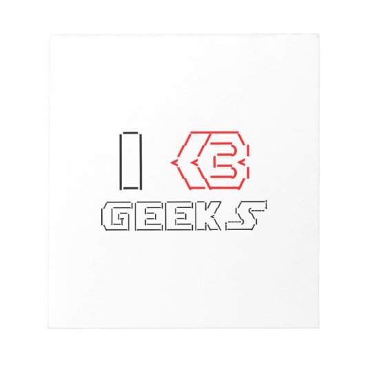 I Heart Geeks ASCII ART Notizblock (Vorderseite)