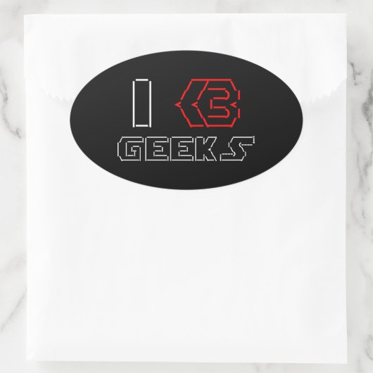 I Heart Geeks ASCII ART Ovaler Aufkleber (Tasche)