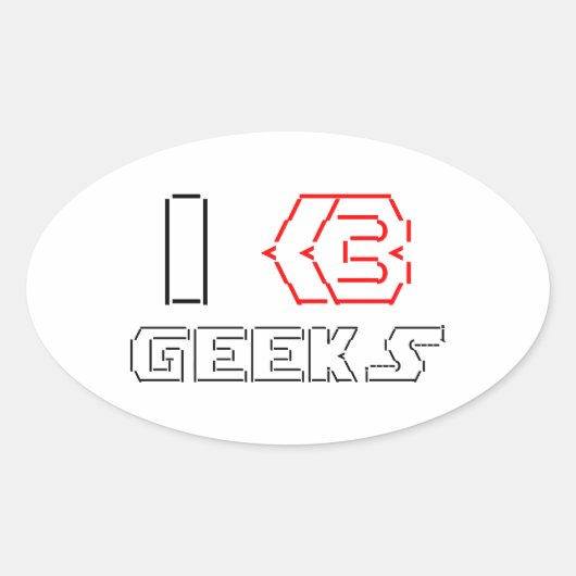 I Heart Geeks ASCII ART Ovaler Aufkleber (Vorderseite)