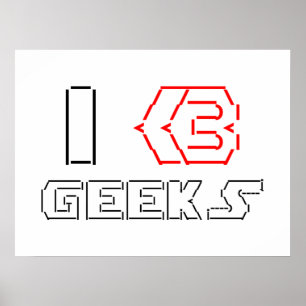 I Heart Geeks ASCII ART Poster