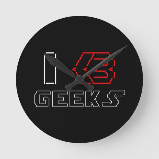 I Heart Geeks ASCII ART Runde Wanduhr (Vorderseite)