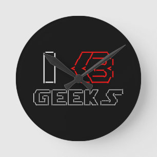 I Heart Geeks ASCII ART Runde Wanduhr