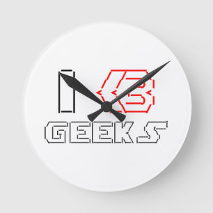 I Heart Geeks ASCII ART Runde Wanduhr