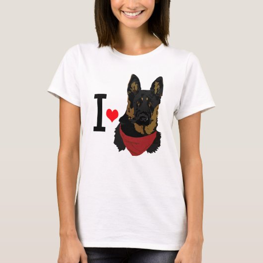 I Heart German Shepherd I Liebe Schäfer T-Shirt (Vorderseite)