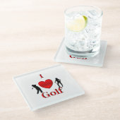 I Heart Golf Glasuntersetzer (Schrägansicht)
