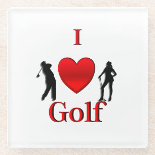 I Heart Golf Glasuntersetzer
