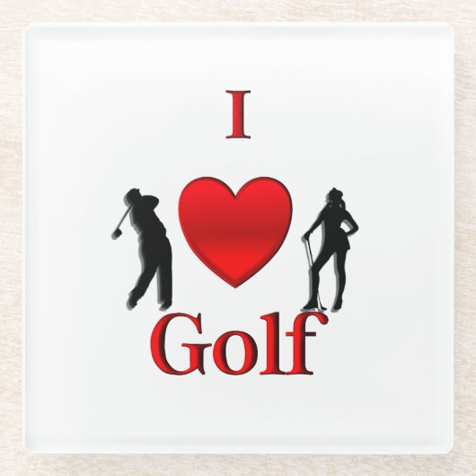 I Heart Golf Glasuntersetzer (Vorderseite)