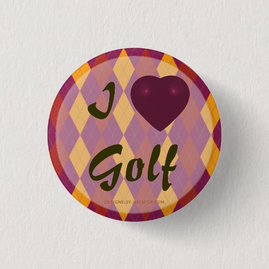 I Heart Golf Tropical Raute Button (Vorderseite)