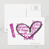 I Heart Graffiti Lila Postkarte (Vorne/Hinten)
