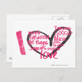 I Heart Graffiti Magenta Postkarte (Vorne/Hinten)