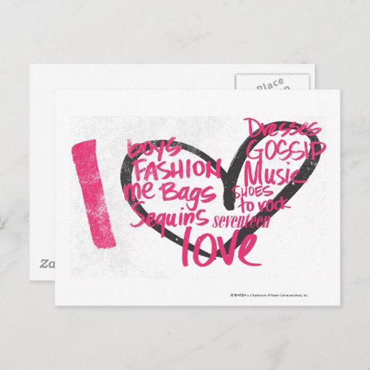 I Heart Graffiti Magenta Postkarte (Vorne/Hinten)