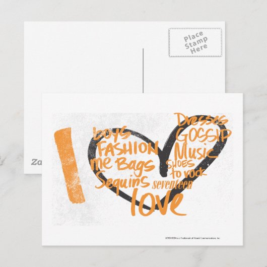 I Heart Graffiti Orange Postkarte (Vorne/Hinten)