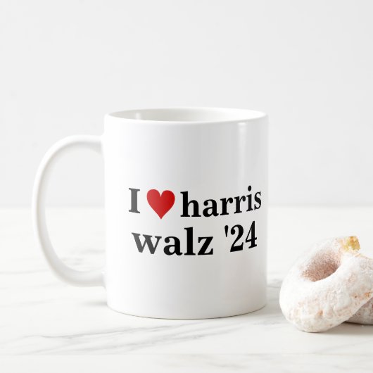i heart harris walz 2024 Präsident Kaffeetasse (Mit Donut)
