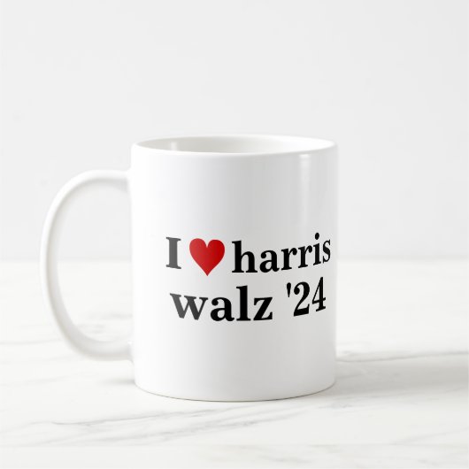 i heart harris walz 2024 Präsident Kaffeetasse (Links)