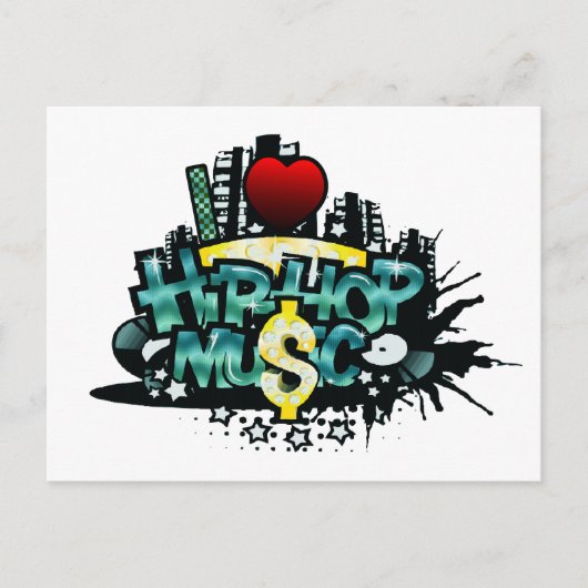 I Heart Hip Hop Music Postkarte (Vorderseite)