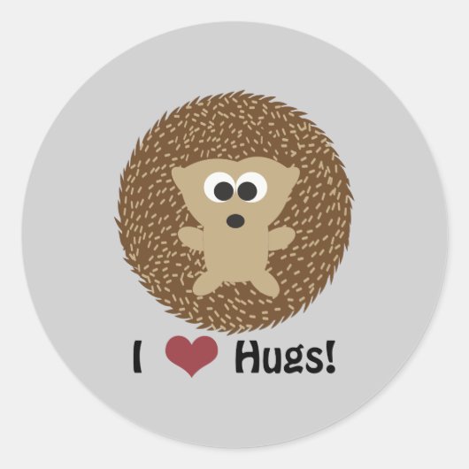 I Heart Hugs Igel Runder Aufkleber (Vorderseite)
