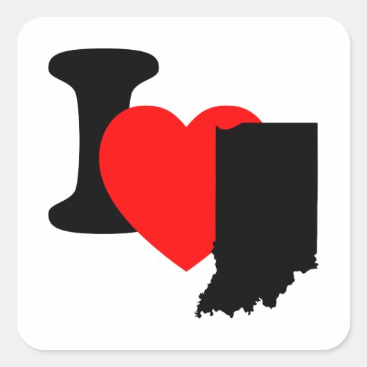 I Heart Indiana Quadratischer Aufkleber (Vorderseite)