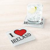 I Heart Ireland bk Küstenercure Glasuntersetzer (Schrägansicht)