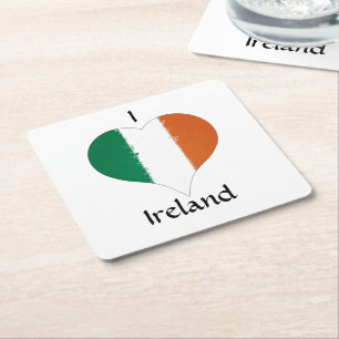 I Heart Ireland Irish Tricolor Flag Rechteckiger Pappuntersetzer
