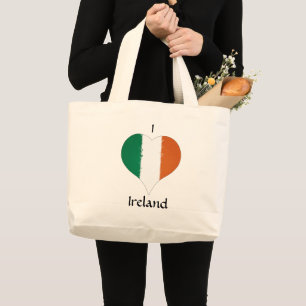 I Heart Ireland Irish Tricolor Heart Flag Jumbo Stoffbeutel