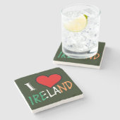 I Heart Ireland Overlay Küste Steinuntersetzer (Seitenansicht)