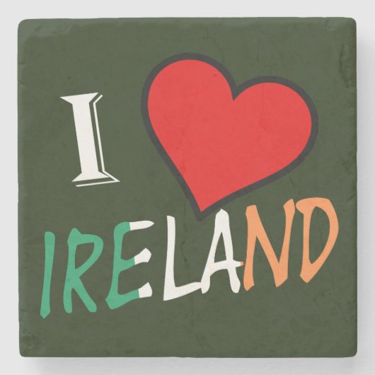 I Heart Ireland Overlay Küste Steinuntersetzer (Vorderseite)