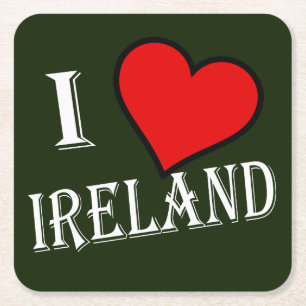 I Heart Ireland wt Küstenercer Rechteckiger Pappuntersetzer