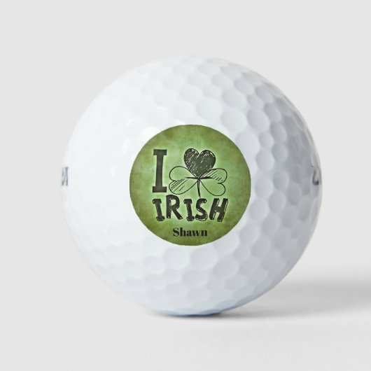 I Heart Irish Kleeblatt Monogram Initials Name Golfball (Vorderseite)