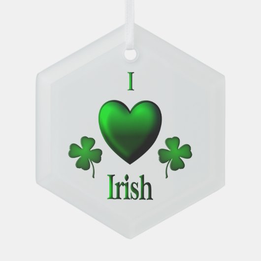 I Heart Irish Ornament Aus Glas (Vorderseite)