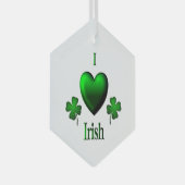 I Heart Irish Ornament Aus Glas (Vorderseite Rechts)