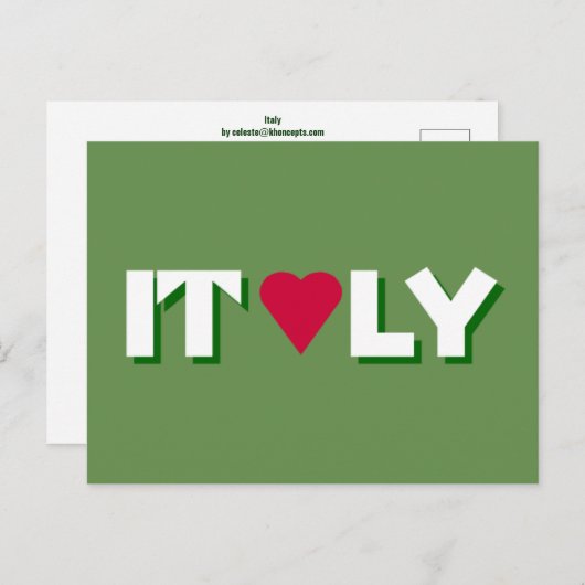 I Heart Italy Postcard Postkarte (Vorne/Hinten)