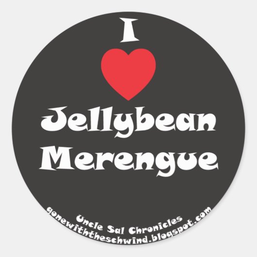 I Heart Jellybohne Merengue schwarz Runder Aufkleber (Vorderseite)
