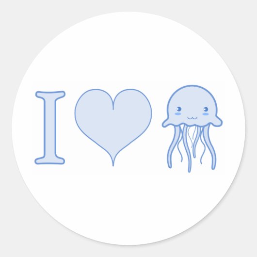I Heart Jellyfish Runder Aufkleber (Vorderseite)