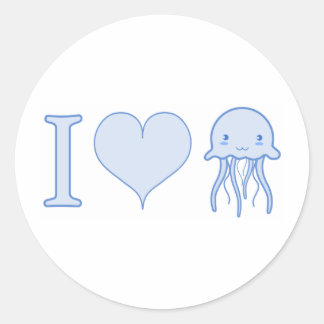 I Heart Jellyfish Runder Aufkleber