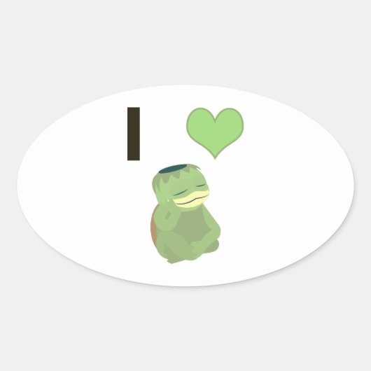 I Heart Kappa Ovaler Aufkleber (Vorderseite)
