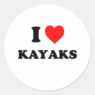 I Heart Kayaks Runder Aufkleber