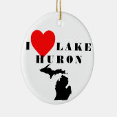 I heart Lake Huron Michigan Keramik Ornament (Rechts)