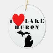 I heart Lake Huron Michigan Keramik Ornament (Links)