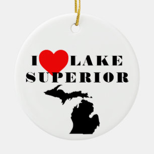 I heart Lake Superior stolz Great Lake Staat Keramik Ornament