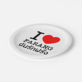 I Heart (Liebe) Farang Pappteller (Schrägansicht)