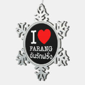 I Heart (Liebe) Farang Schneeflocken Zinn-Ornament (Rechts)
