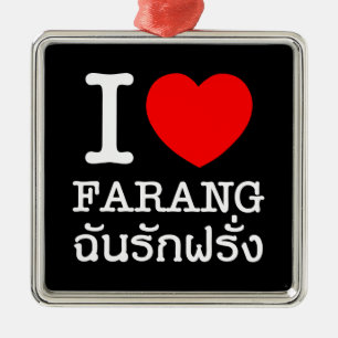 I Heart (Liebe) Farang Silbernes Ornament