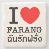 I Heart (Liebe) Farang Steinuntersetzer (Vorderseite)