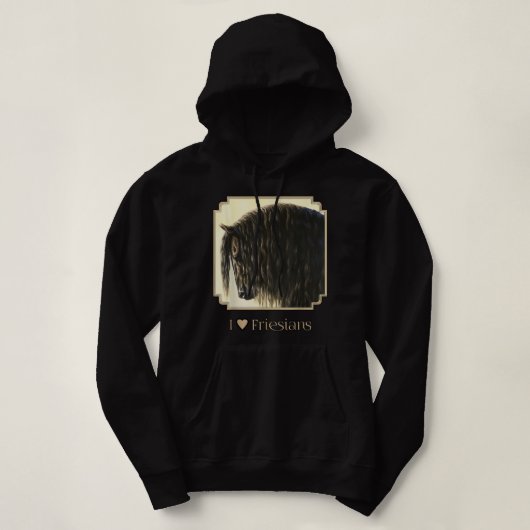 I Heart (Liebe) Friesians Beautiful Black Draft Ho Hoodie (Design vorne)
