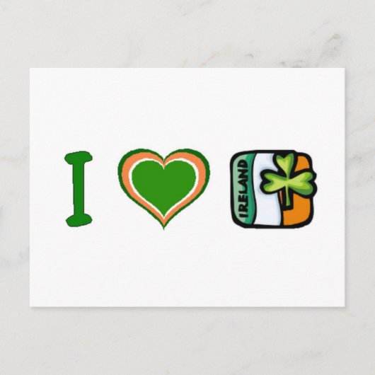 I Heart (Liebe) Irland Postkarte (Vorderseite)