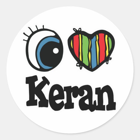 I Heart (Liebe) Keran Runder Aufkleber (Vorderseite)