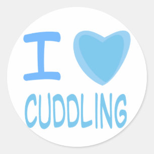 I Heart (Liebe) kuddling Runder Aufkleber