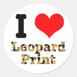 I HEART (LIEBE) Leopardendruck Runder Aufkleber