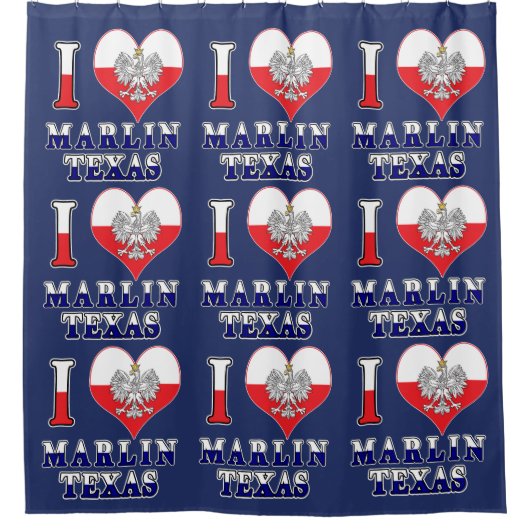 I Heart Liebe Marlin Texas Duschvorhang (Vorderseite)