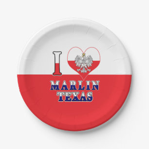I Heart Liebe Marlin Texas Pappteller